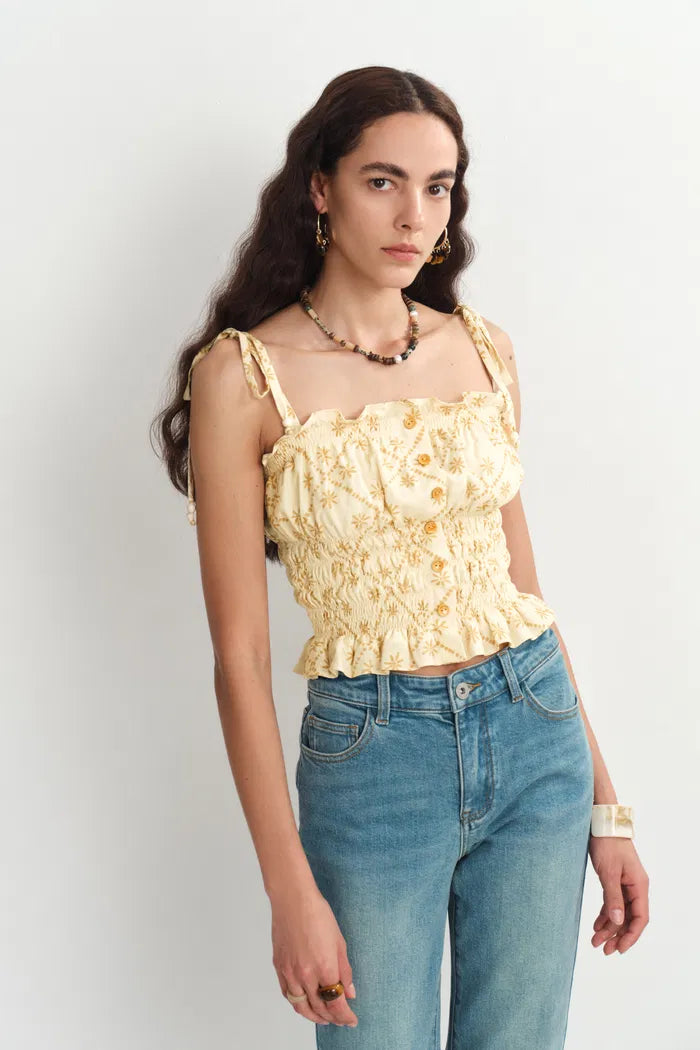 Lalia Flora Top and Maxi Skirt Matching Set in Linen Blend