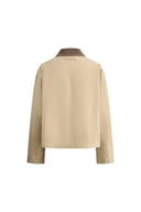 June Contrast Corduroy Collar Quilted Short Jacket in Cotton Twill