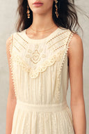 Luna Eyelet Lace Embroidered Sleeveless Dress in Cotton Jacquard