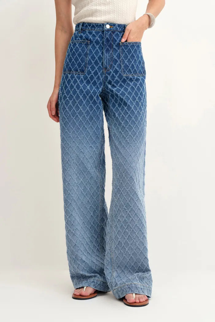 Natalie Gradient Jeans in Jacquard Denim