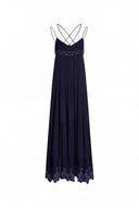 Bailey Boho Embroidered Cross Back Straps Sleeveless Dress in Crinkled Georgette