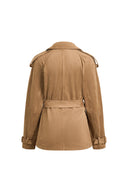 Barry Belted Short Trench Coat in Faux Suede
