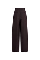 Barry Burgundy Belted Wide Leg Pants in Wool Blend