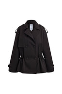 Basil Drawstring Waist Double Breasted Short Trench Coat
