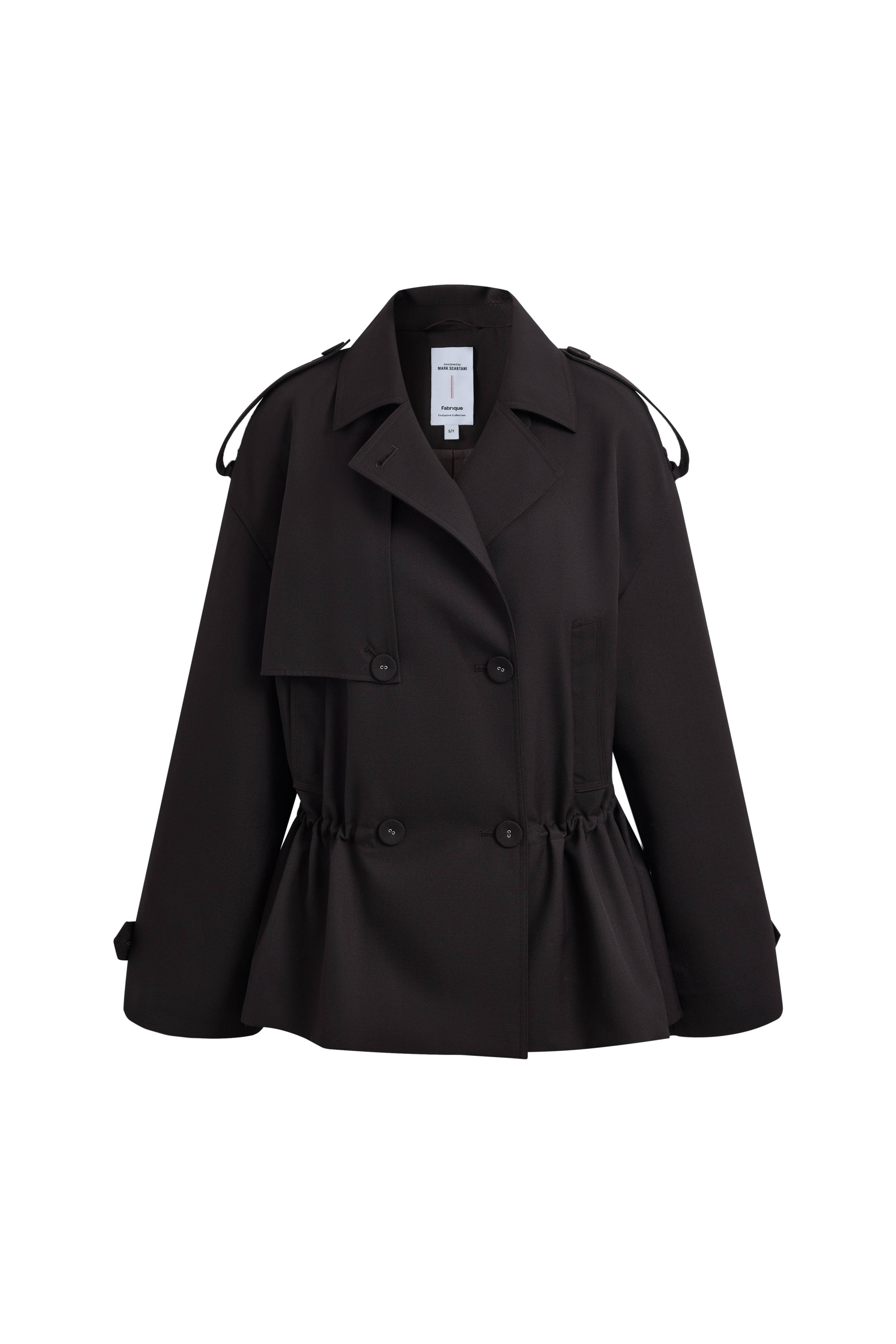 Basil Drawstring Waist Double Breasted Short Trench Coat – fbrq.com