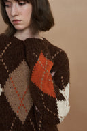 Faye Argyle Sweater in Baby Alpaca Blend Knit