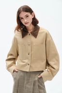 Morston Kontrastfarbige, verkürzte Jacke aus 100% Baumwoll-Twill