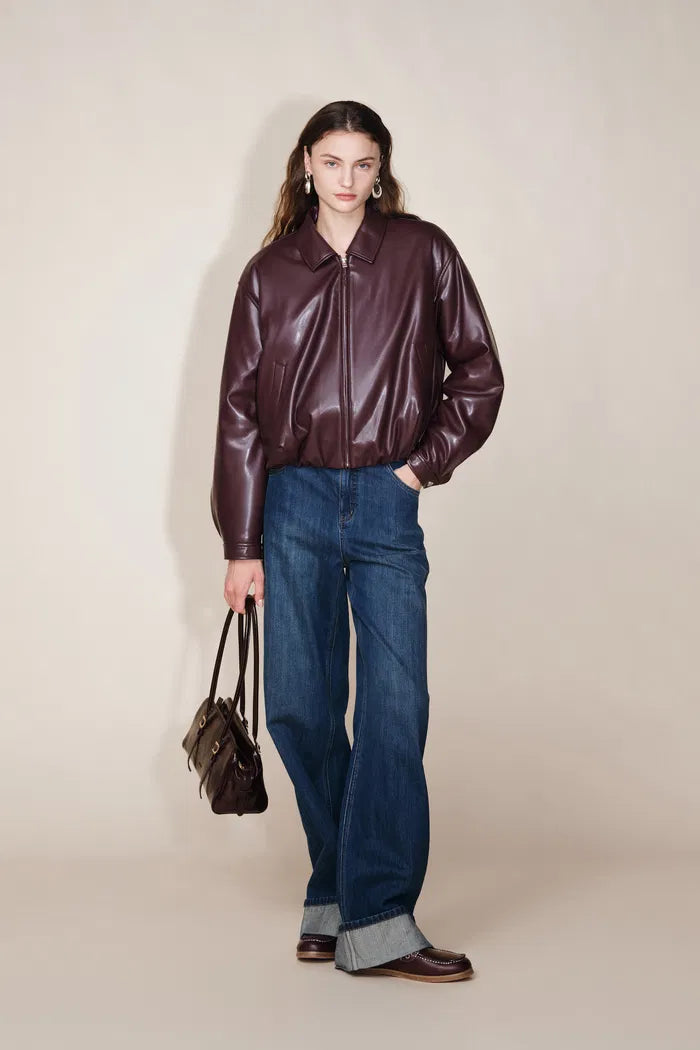 Sienna Bud Hem Quilted Leather Jacket in Protein Leather