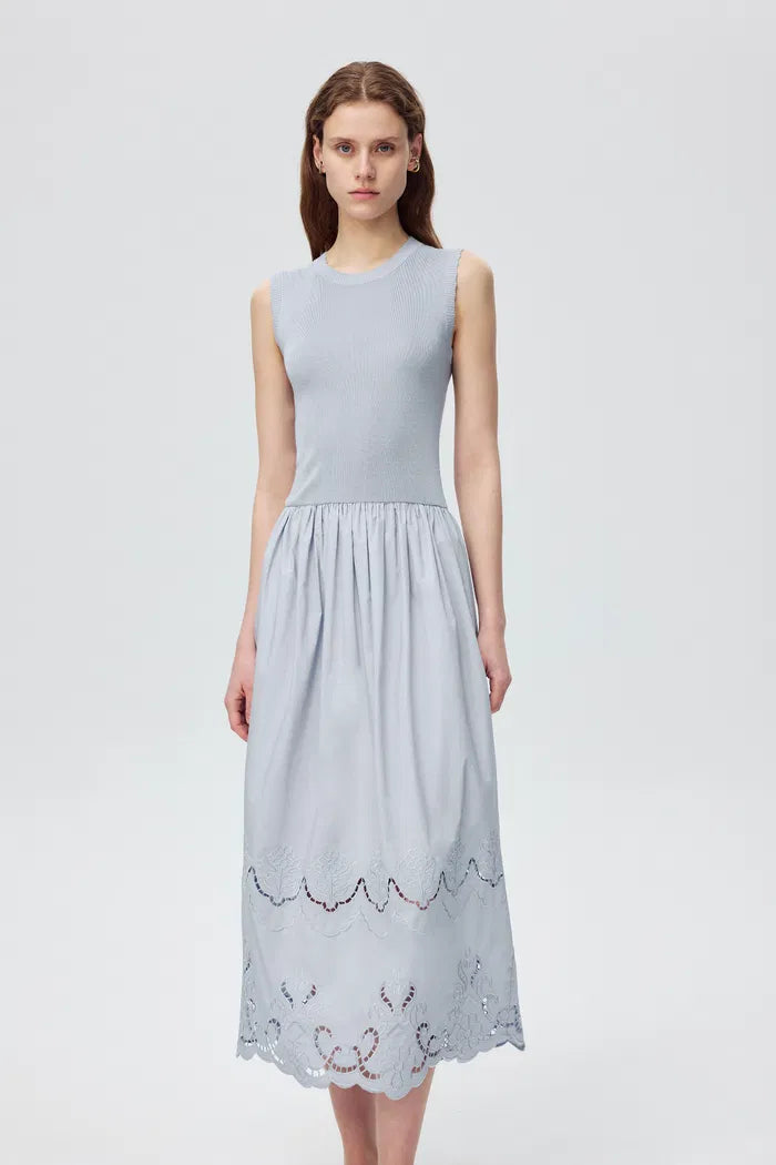 Amy Lace-Trimmed Dress in Mulberry Silk Blend - S/P Amy Lace-Trimmed Dress in Mulberry Silk Blend - S/P