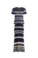 Top e gonna a contrasto all'uncinetto fatto a mano Cecilia in maglia di misto cotone-lino