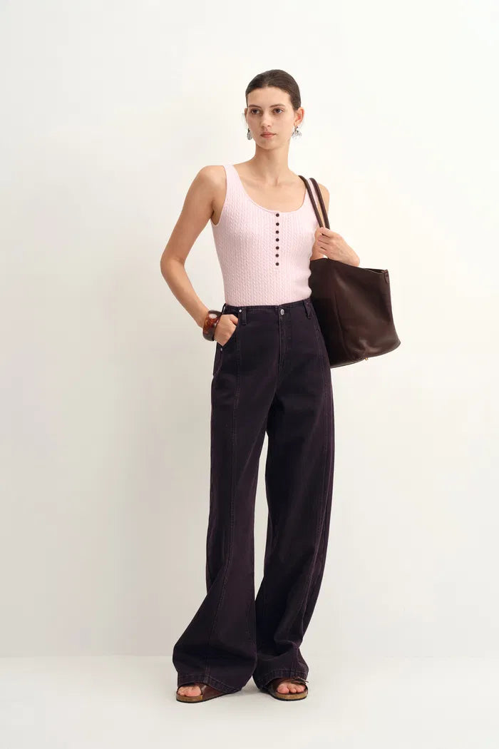 Paz Reddish Black Baggy Washed Jeans in Cotton Denim