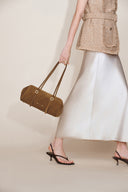 Monti East West Shoulder Bag in Suede Calfskin
