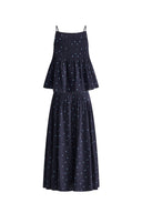 Ensemble top caraco et jupe à pois Ellie en mélange de lin