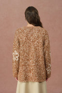 Cardigan brodé floral Ayanna en laine mérinos multicolore