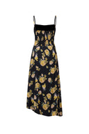 Vivian Flora Strap Dress in 22MM Mulberry Silk