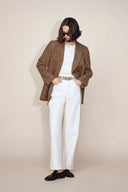 Ginevra White Colorblock Jeans in Cotton Denim