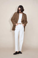 Ginevra White Colorblock Jeans in Cotton Denim