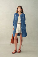 Betsy Embroidered Dress in Thin Denim