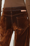Taylor Belted Straight Leg Jeans in Velvet Flocked Denim