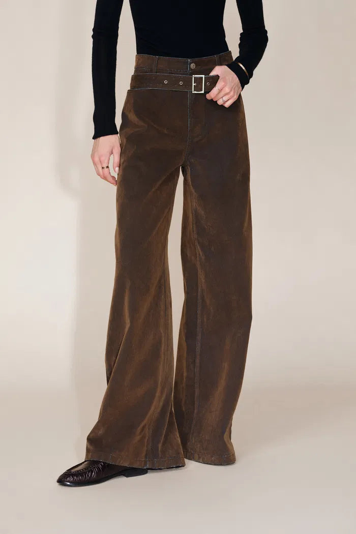 Taylor Detachable Belt Flocked Jeans in Cotton Denim
