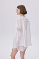 Bea Embroidered Blouse and Shorts Set in Silk Cotton Blend