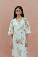 Lou Flora Long Sleeves Dress in Silk-Linen Blend