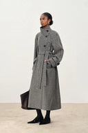 Saki Reversible Long Coat in Merino Houndstooth