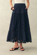 Conjunto de blusa sin mangas con cuello marinero Blue Ivy y falda en jacquard de algodón con encaje