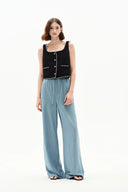 Seren Elastic Waist Wide-Leg Jeans in Lyocell Denim