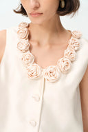 Loira 3D Blumenweste aus Seiden-Woll-Satin