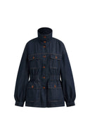 Chaqueta ajustada estilo utilitario Solene en mezclilla con mezcla de cáñamo