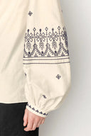Olivia Boho Embroidered Long Sleeve Blouse Top in Premium Silk-Cotton