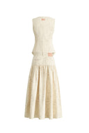 Completo top gilet con cintura e gonna Elodie in denim di cotone da gusci di semi