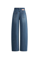 Jean dégradé texturé ceinturé Skylar en denim jacquard coton