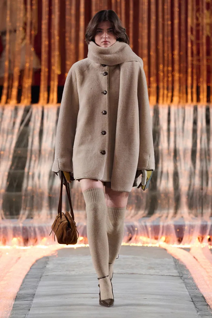 Carla Reversible Detachable Scarf Coat in Merino Wool