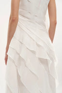 Cascade Ruffled Tie-Front One Shoulder Dress in Mulberry Silk