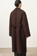 Vesta Hem Tie Lapel Wool Coat in Double-Face Merino Wool