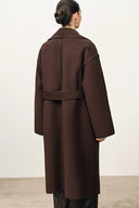 Abrigo de Lana Vesta con Solapa y Lazo en Lana Merino Reversible