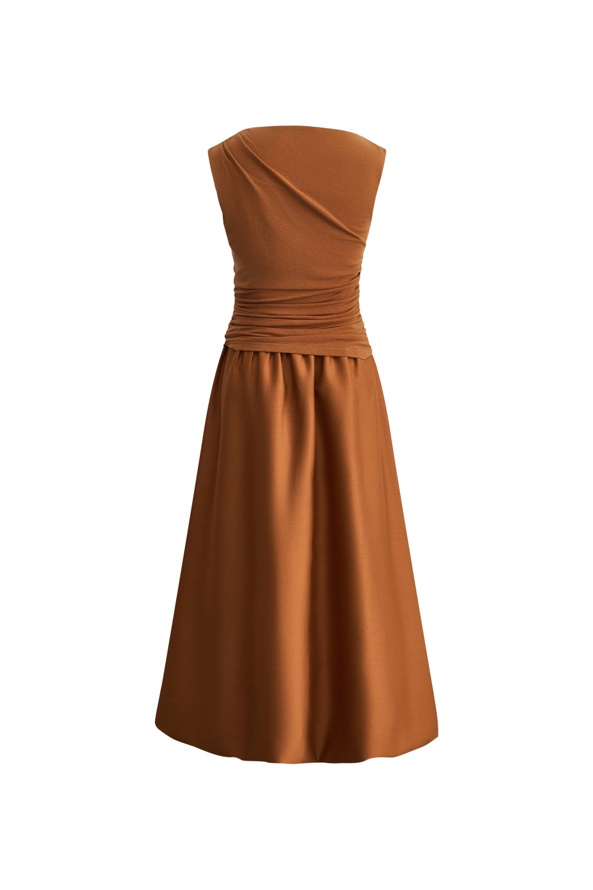 brown bubble dress Cindy Bubble Dress in Tencel Merino Knit and Silk Wool Satin S/P
