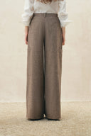 Beatrice Flecked Wide Leg Tailored Trousers with Patch Pockets