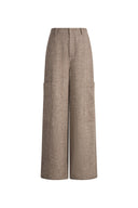 Beatrice Flecked Wide Leg Tailored Trousers with Patch Pockets