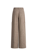 Beatrice Flecked Wide Leg Tailored Trousers with Patch Pockets