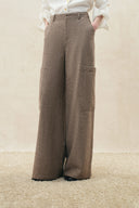 Beatrice Flecked Wide Leg Tailored Trousers with Patch Pockets