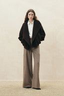 Beatrice Flecked Wide Leg Tailored Trousers with Patch Pockets