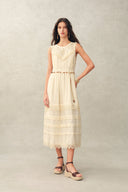 Luna Eyelet Lace Embroidered Sleeveless Dress in Cotton Jacquard S