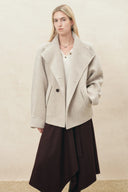 Asa Belted Low Waist Cropped Coat in Wool Blend