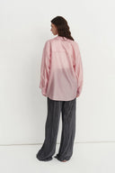 Bella Pink Sheer Button-Up Shirt in Organza