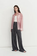 Bella Pink Sheer Button-Up Shirt in Organza