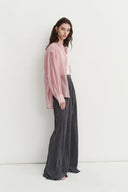 Bella Pink Sheer Button-Up Shirt in Organza