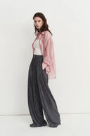 Bella Pink Sheer Button-Up Shirt in Organza